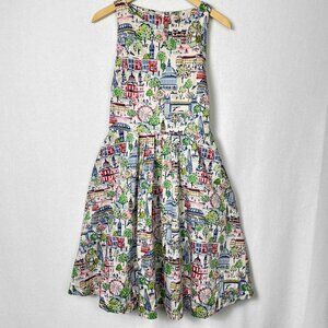 Cath Kidston NWT London View Print Fit and Flare Dress Womens Size UK 12 / US 8